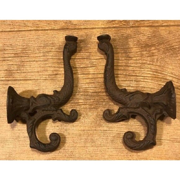 One (1) Cast Iron Chinese Dragon 8" Wall Hook Dolphin Wall Hooks 0170-01204 R - Picture 5 of 12